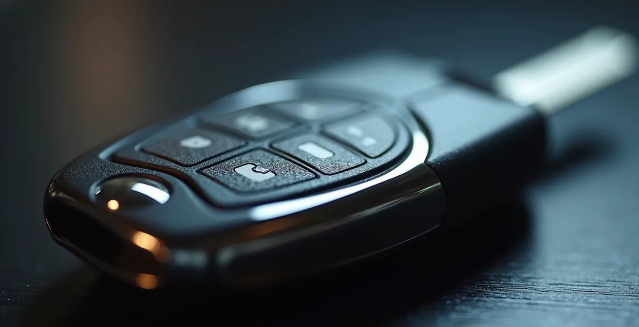 Détail en macro d'une clé de voiture moderne